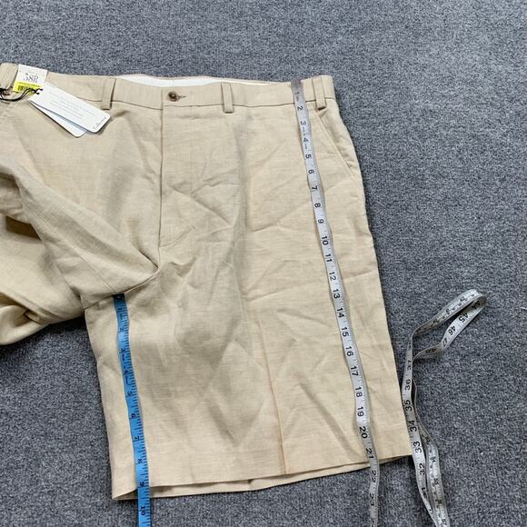 Turnbury Shorts Mens 38 Cream Linen Blend European Fabric Flat Front Chino - Picture 7 of 11